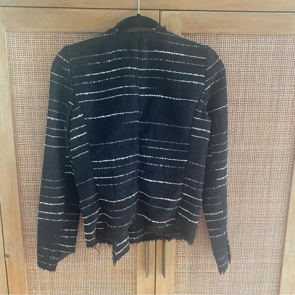 NWT Isabel Marant Etoile Glenn Striped Tweed Jacket in Black & Off White